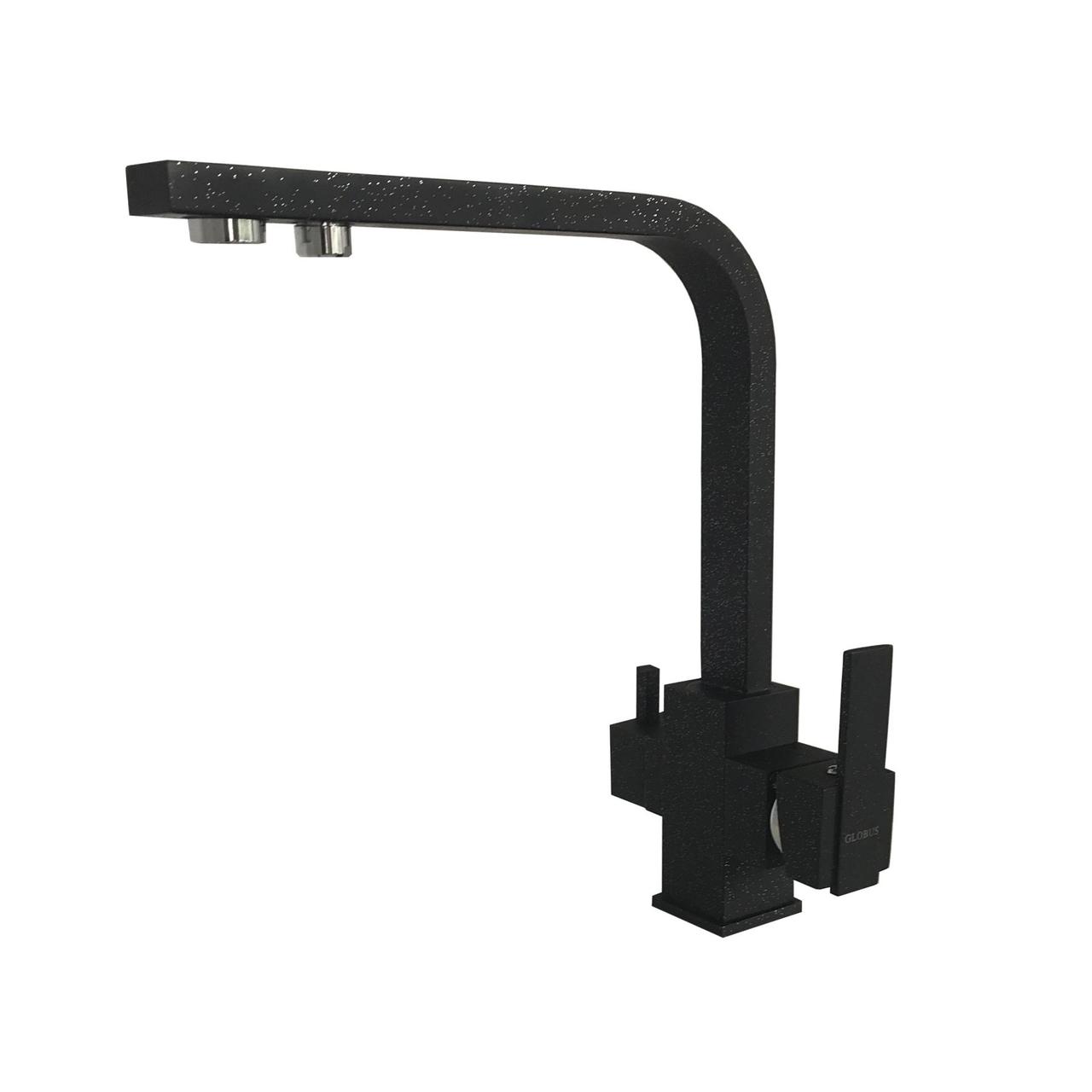 

Смеситель кухонный Globus Lux LAZER GLLR-0111 ONIX Черный комбинированный под ОСМОС на гайке