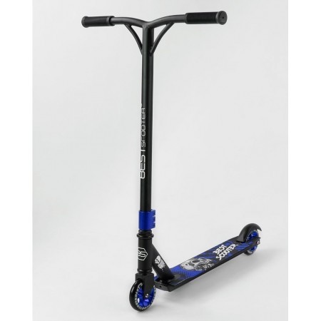 

Самокат для трюков Best Scooter 67531черно синий алюминиевый диск и дека колёса PU d 10см