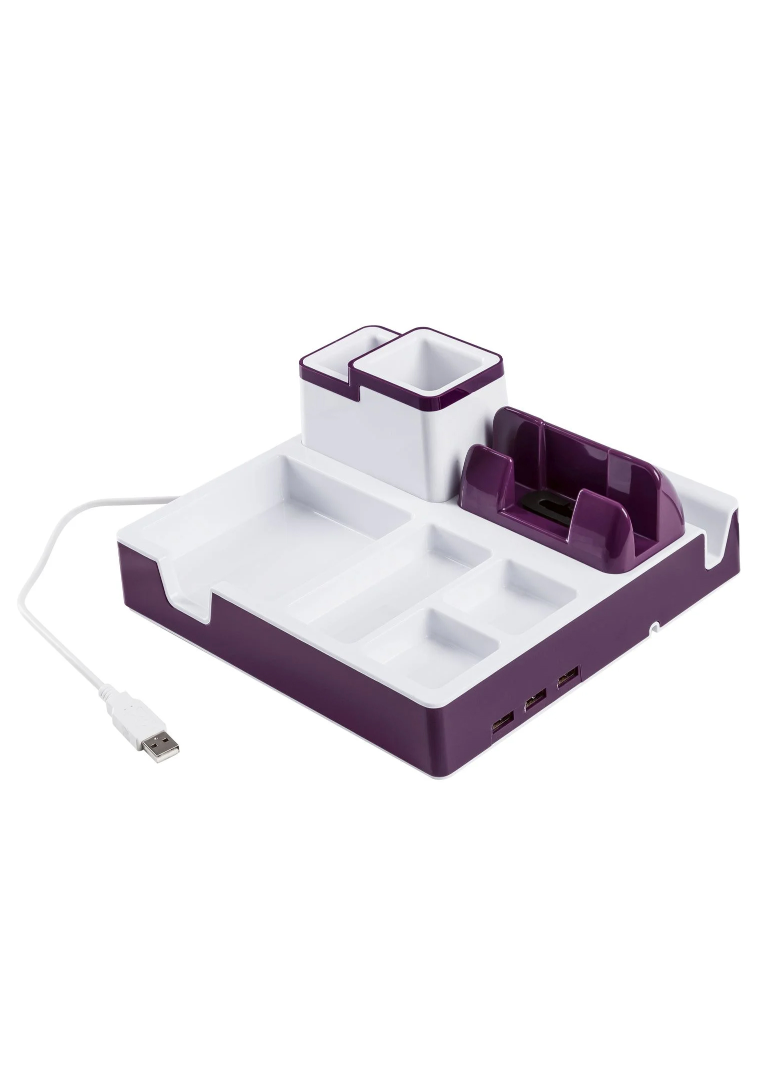 

Настольный органайзер с портом USB Silver Crest белый-фиолетовый EL-110058