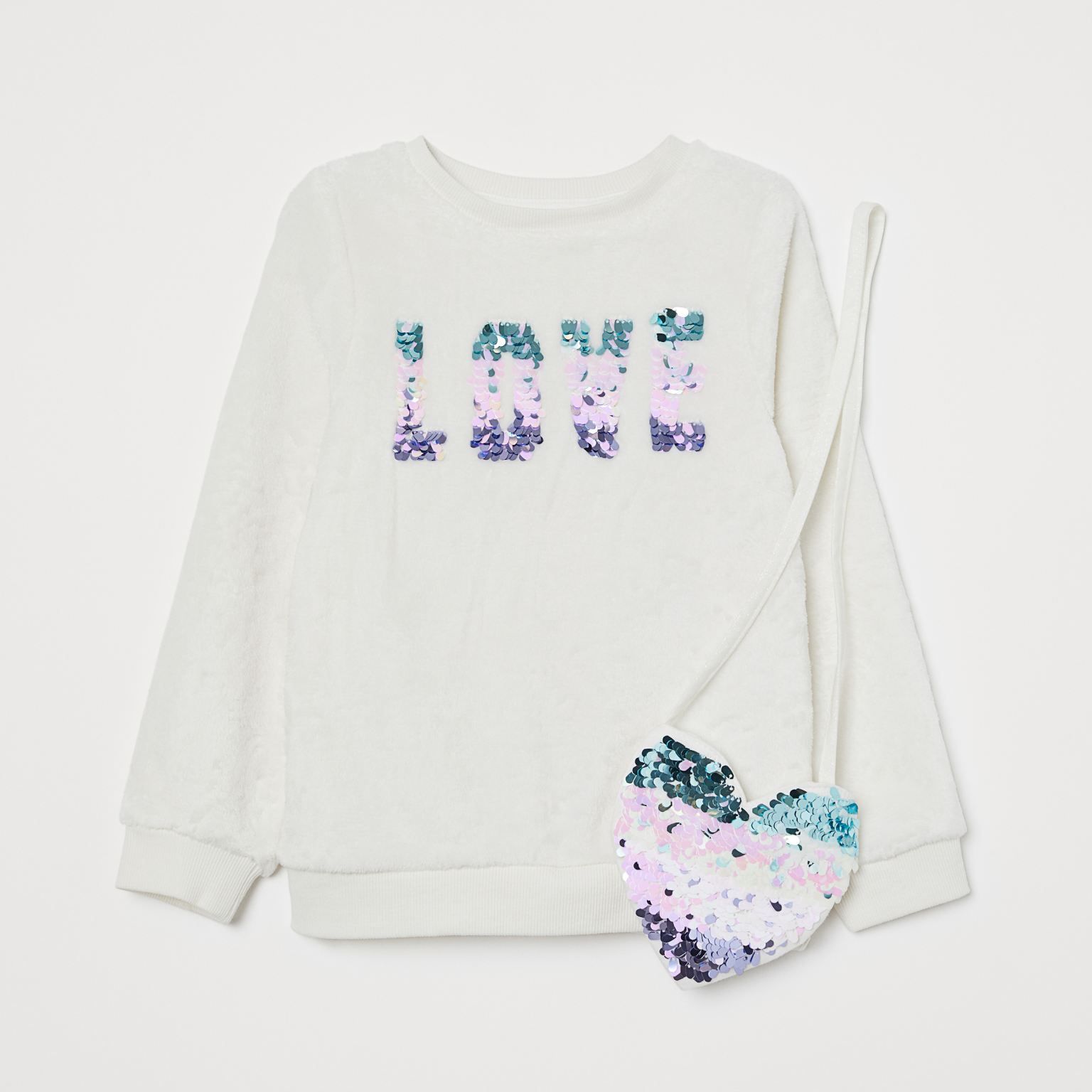 

Свитшот + сумка H&M 1708-81510502 134-140 см Белый/Надпись