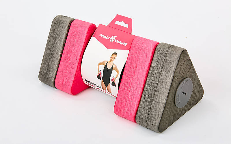 

Гантели для аквааэробики треугольные MadWave 1 шт. Triangle Bar Float, 31х14.5см, серо-розовые (M082601)