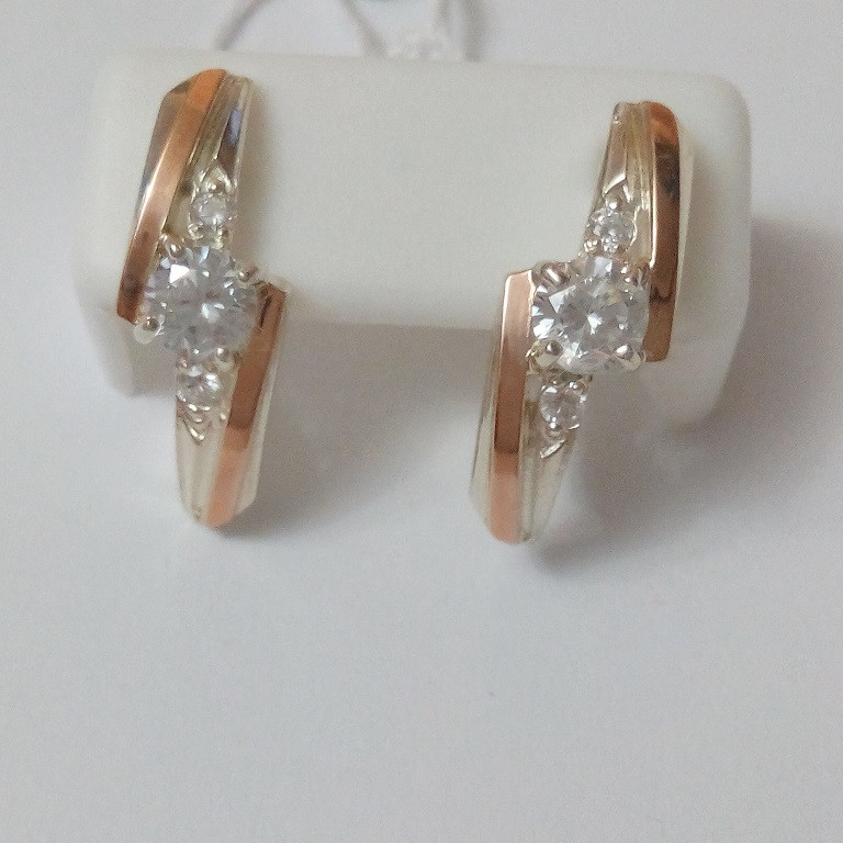 

Серьги из серебра с золотом и куб. циркониями Циния, 0449.10