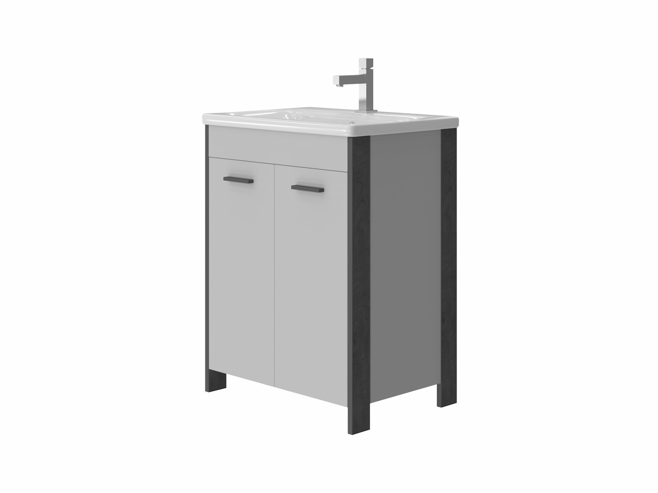

Тумба JUVENTA Brooklyn Br-65 серая с умывальником Soft-65