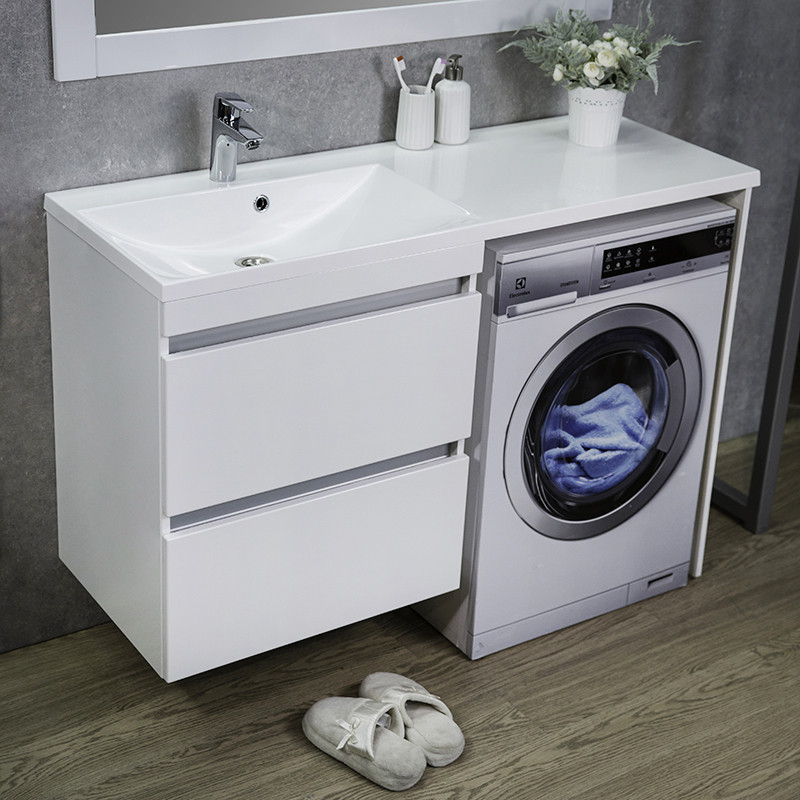 

Тумба Fancy Marble Jamaica подвесная левосторонняя белая с умывальником Amelia 125 см