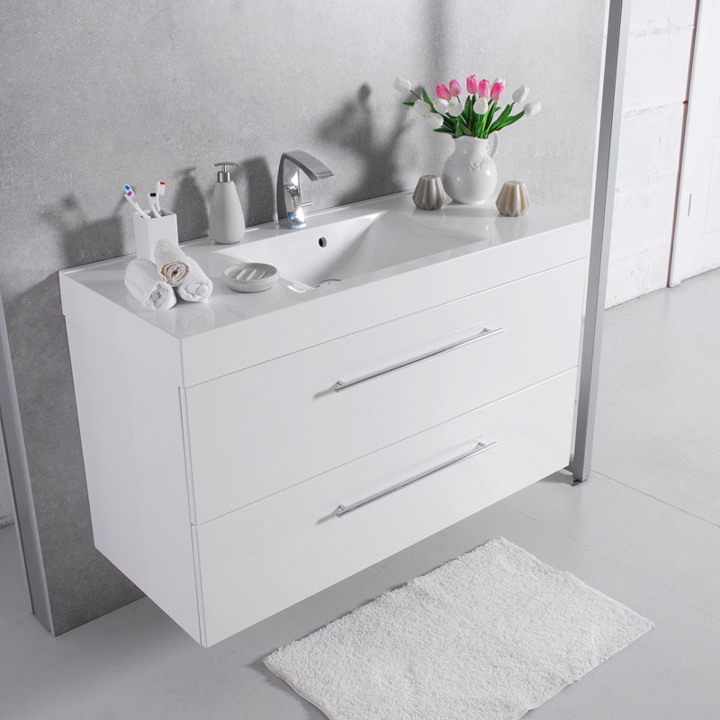 

Тумба Fancy Marble Barbados подвесная белая с умывальником Nadja 120 см