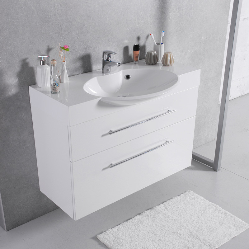 

Тумба Fancy Marble Sumatra 2 подвесная белая с умывальником Carme 80 см