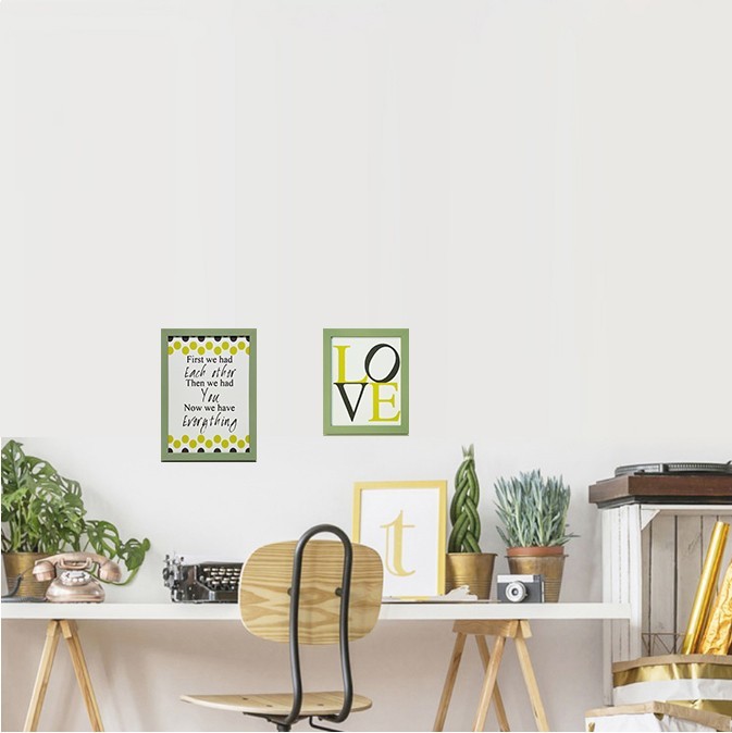 

2 Постера Everything и Love 250х350мм и 200х250мм в деревянных рамах зеленого цвета Frames Posters Decor