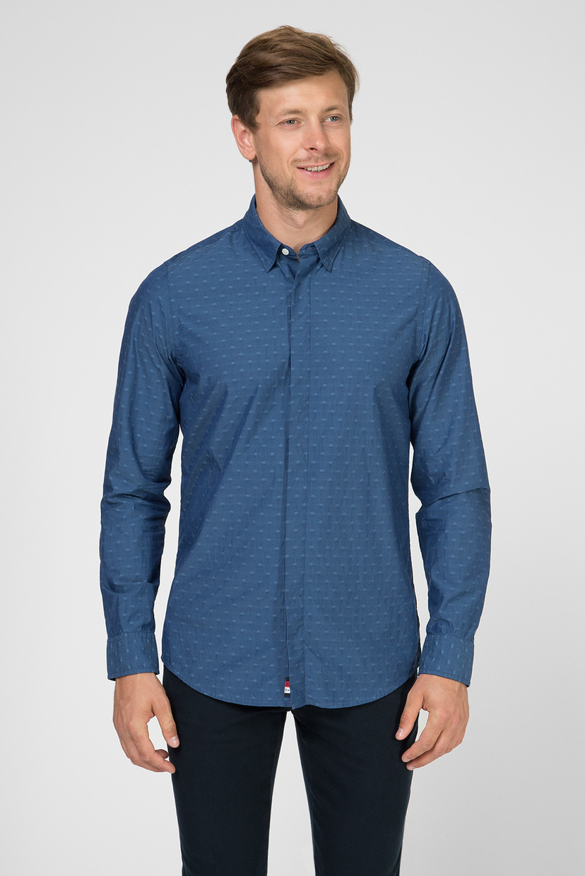 

Мужская синяя рубашка SLIM CRAVAT JACQUARD SHIRT Tommy Hilfiger M MW0MW10959