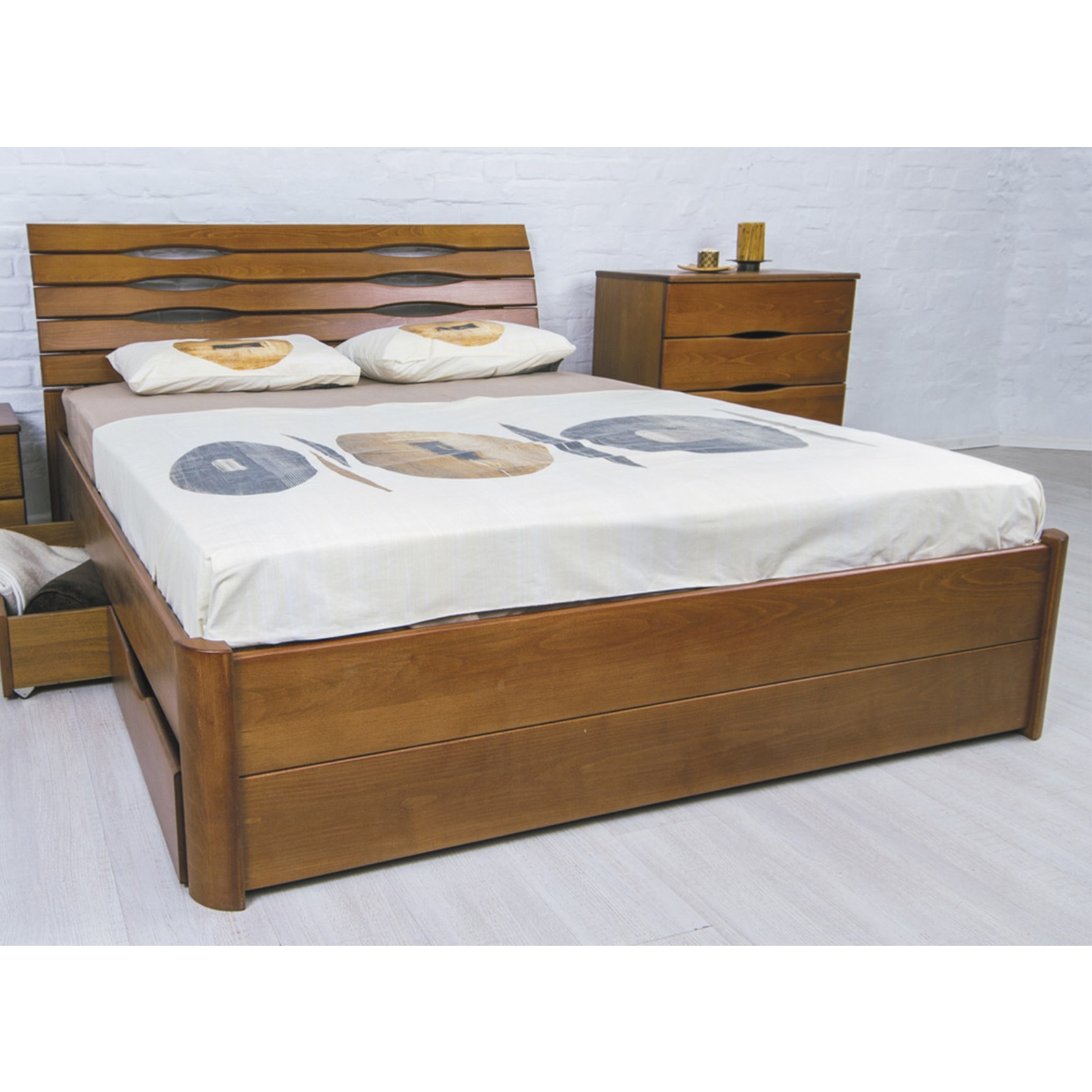 

Кровать Марита Люкс c ящиками (Олимп) Венге 200х200 см 121124_05