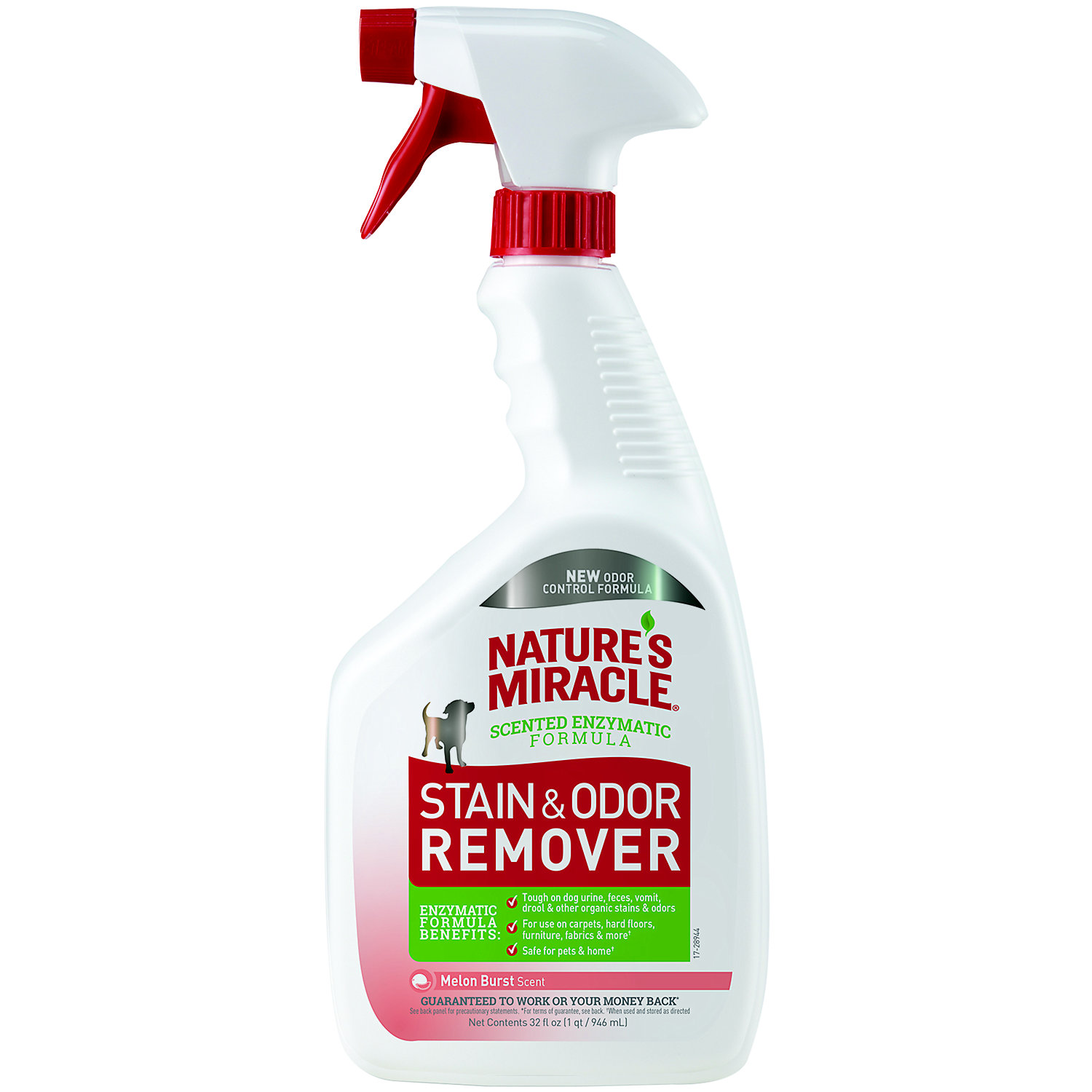 

Средство для удаления пятен и запахов от собак с ароматом дыни Stain and Odor Remover - Melon Burst Scent 946 мл спрей Natures Miracle BGL-NM-235