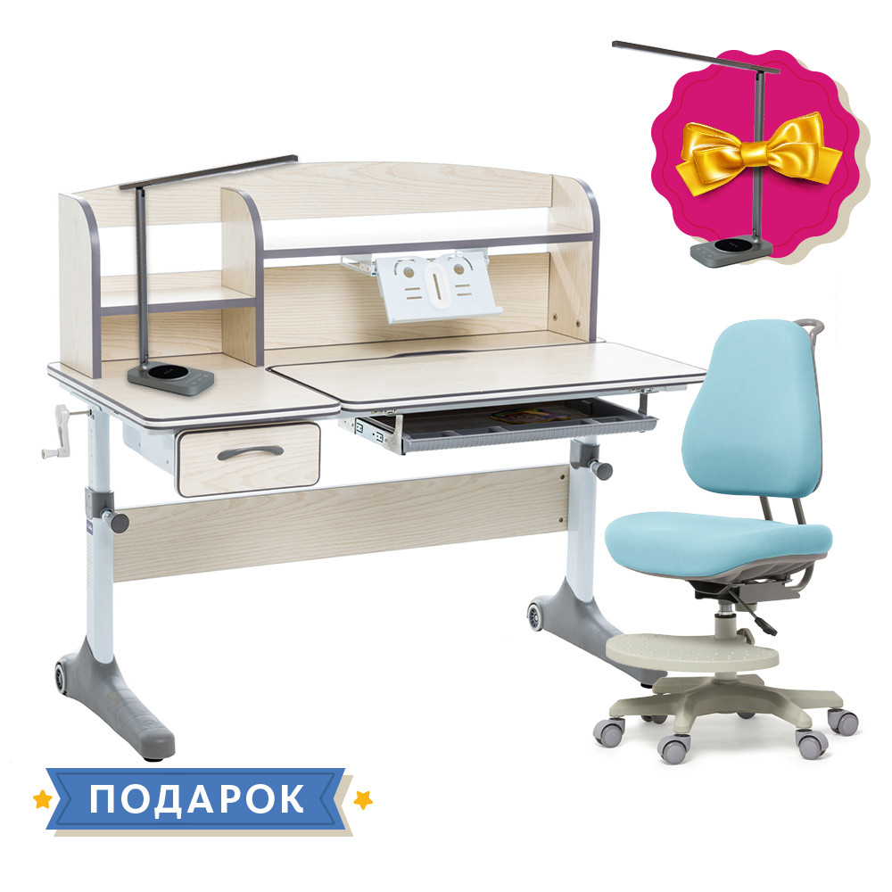 

Комплект растущая парта для школьников Cubby Ammi Grey + ортопедическое кресло Cubby Paeonia Blue