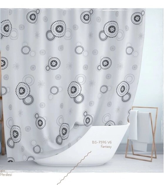 

Шторка для ванной Jackline Fantasy 180x200 см Серый 7976