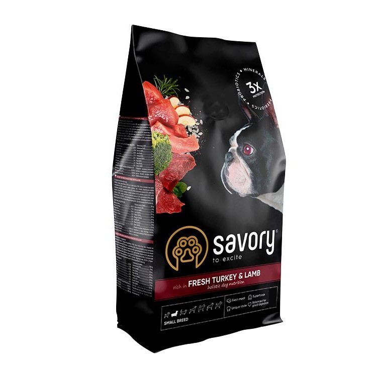 

Сухой корм для собак малых пород Savory Small Breeds Adult Fresh Turkey & Lamb со свежим мясом индейки и ягненка 8 кг