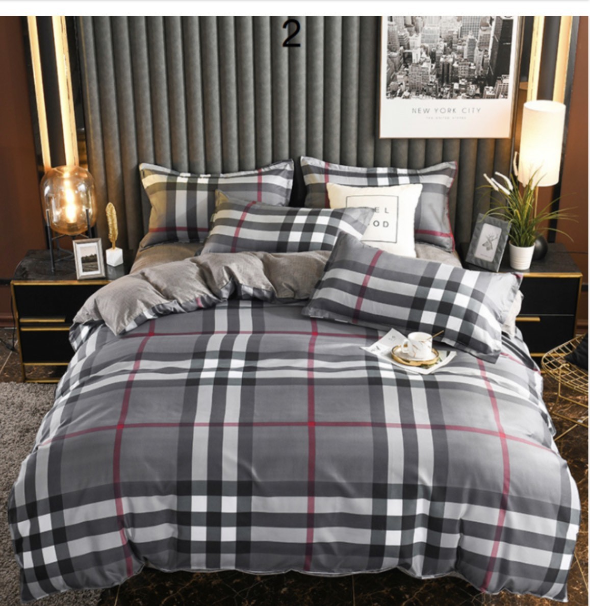 

Комплект постельного белья Серая клетка Burberry Dreamy Двуспальный