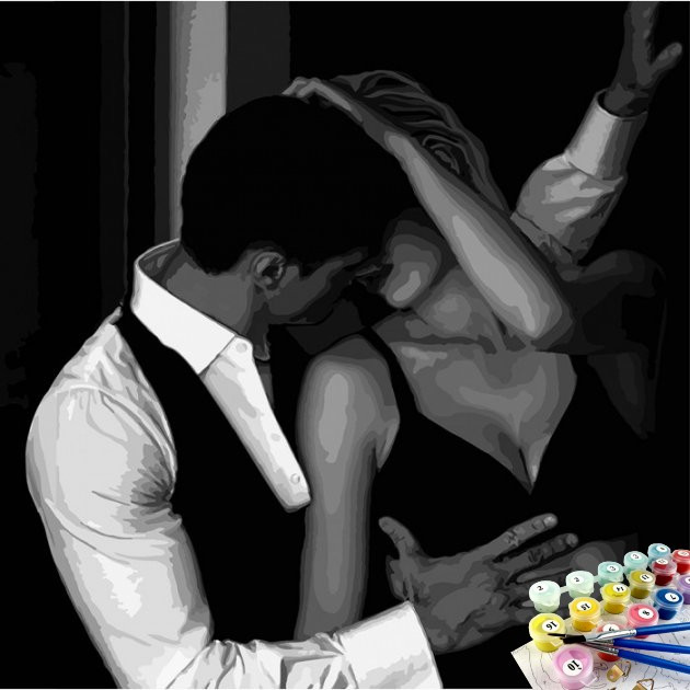 

Картина по номерам Идейка Пара "Пламя страсти" 40х40см (черно-белая)