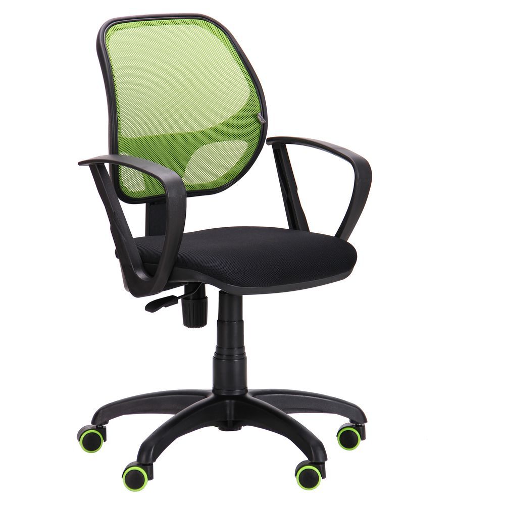 

Кресло офисное Бит Color/АМФ-7 механизм FreeStyle, пластик черный/сиденье ткань Сетка черная, спинка Сетка салатовая AMF