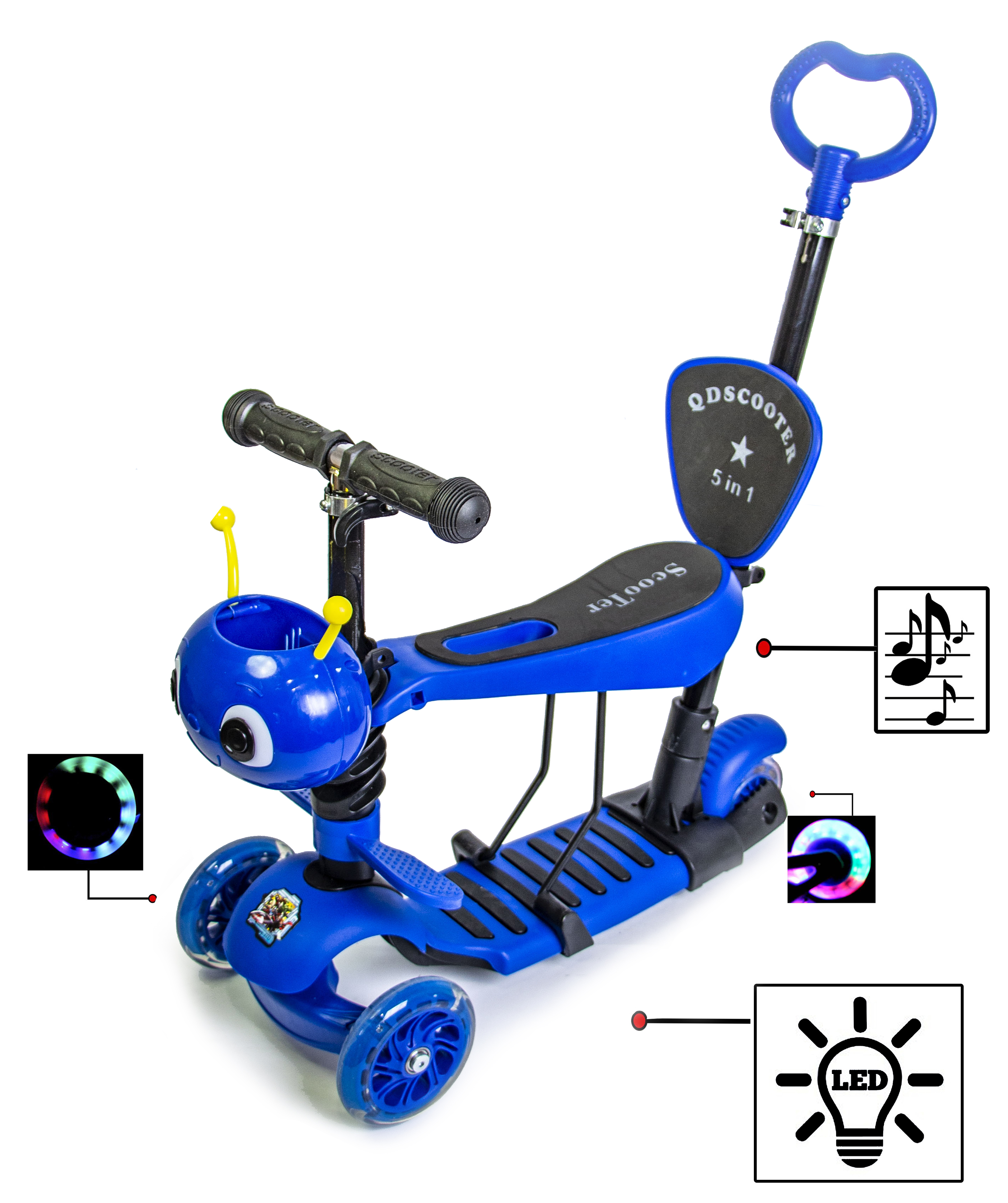 

Самокат Scooter "Пчелка" 5in1. Blue. со светом и музыкой!