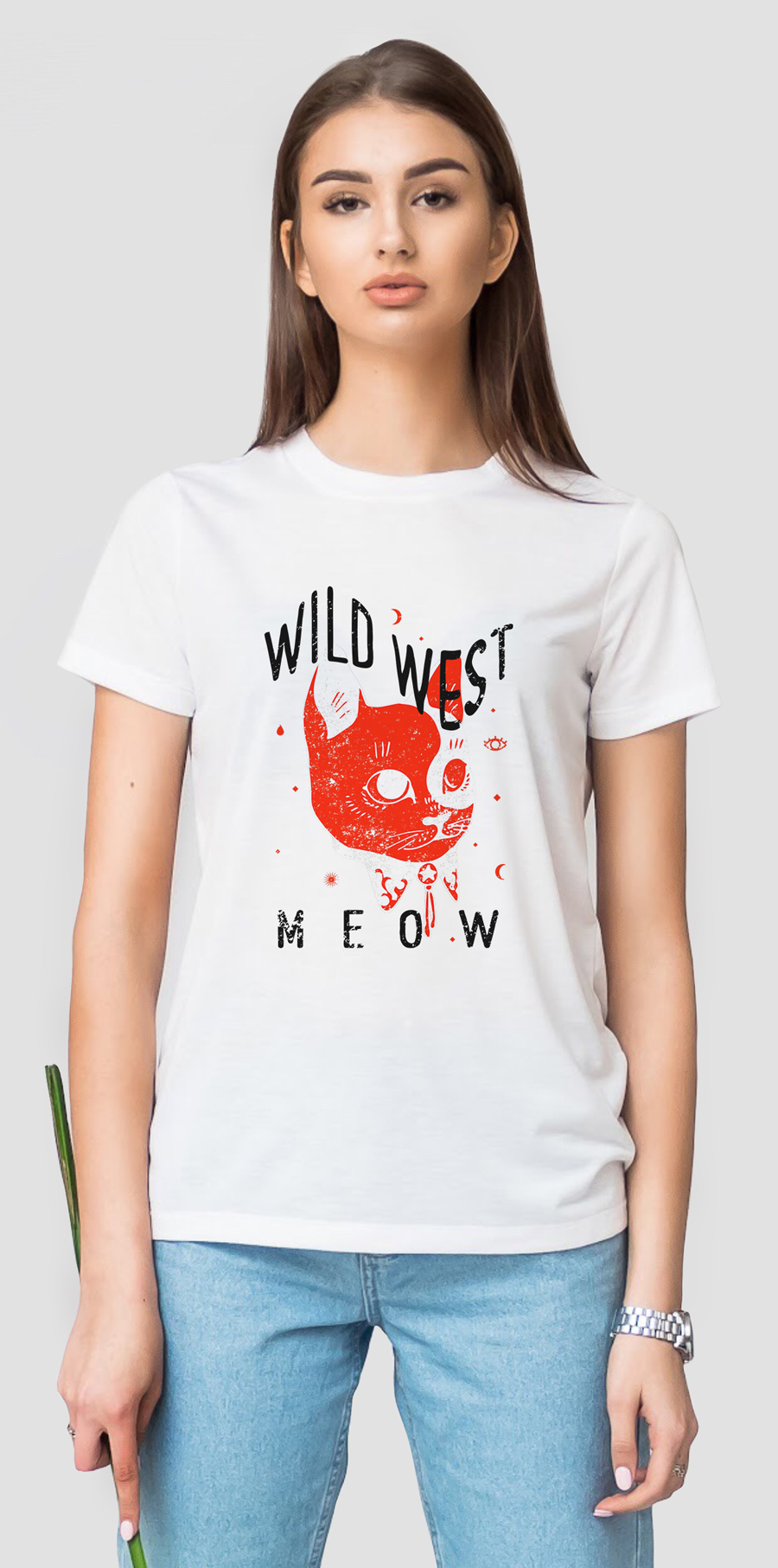 

Футболка с модным принтом 5115-W-WH XXL Белый