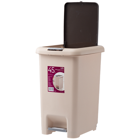 

Мусорное ведро с крышкой и педалью MVM BIN-01 45L BEIGE (45 л) Бежевое