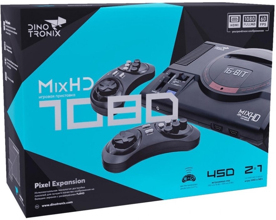 

Dinotronix MixHD 1080 + 450 игр (FullHD 1080, HDMI кабель, MD1 case, 2 беспроводных джойстика)