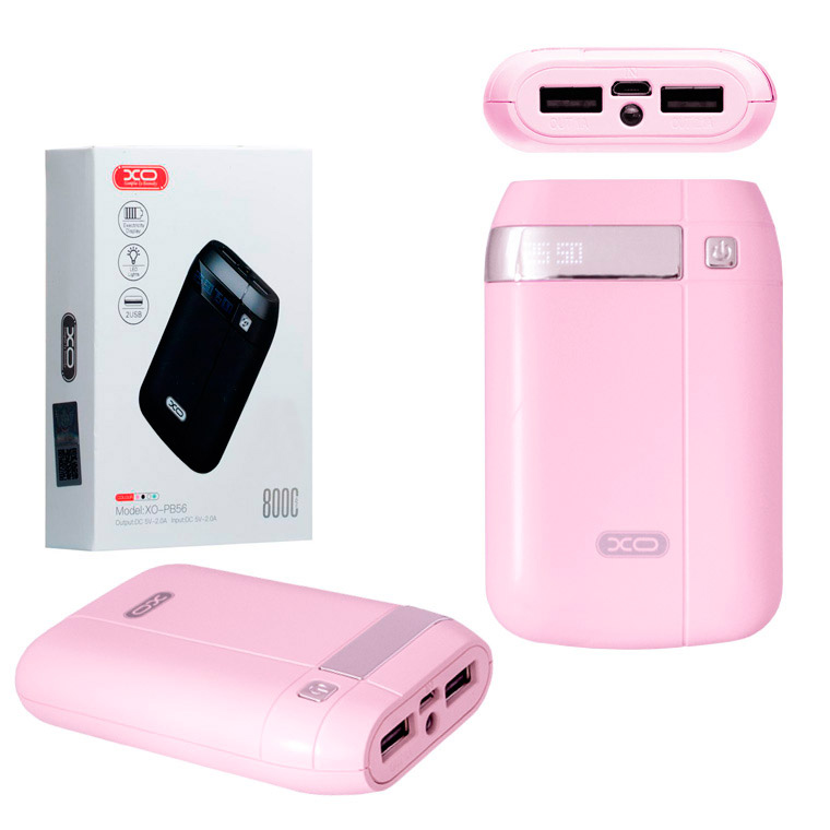 

Power Bank XO PB56 8000 mAh розовый
