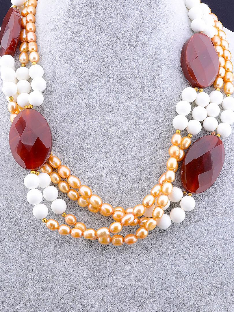 

Бусы Сердолик, Кахолонг, Жемчуг 110 см.075934