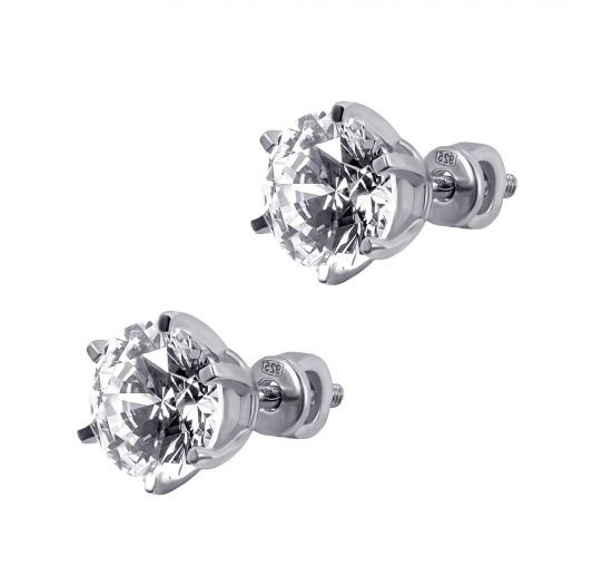 

Серебряные серьги пусетные с камнями Swarovski Идилия 20094sw Белые