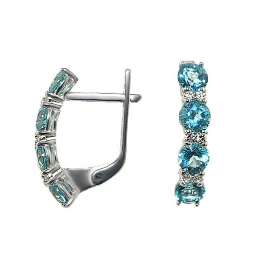 

Серебряные серьги серебряные на английской с голубыми топазами Swarovski Веночек 20245TP