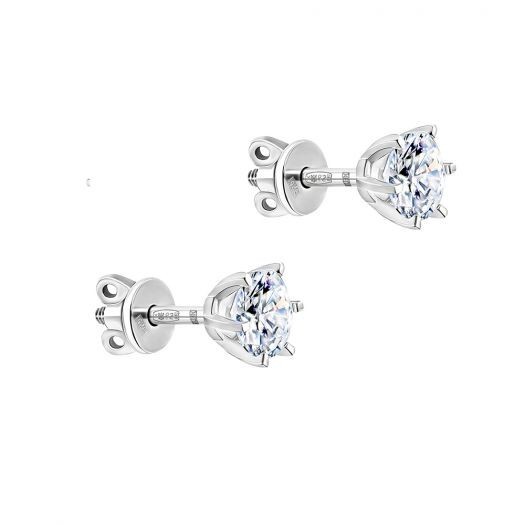 

Серебряные серьги-пусеты с камнями Swarovski Антуанетта 20097sw Белые
