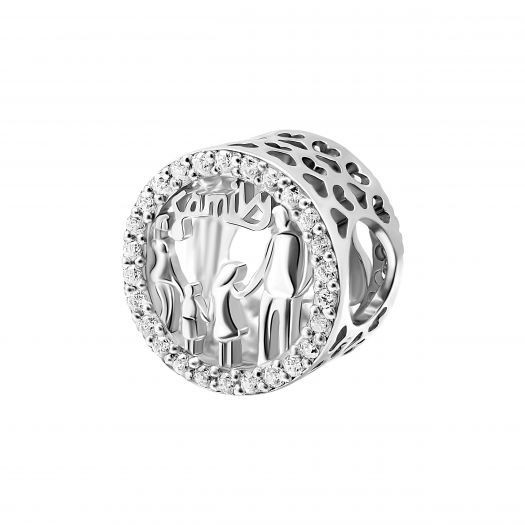 

Серебряный шарм с камнями Семья 30150 Белый