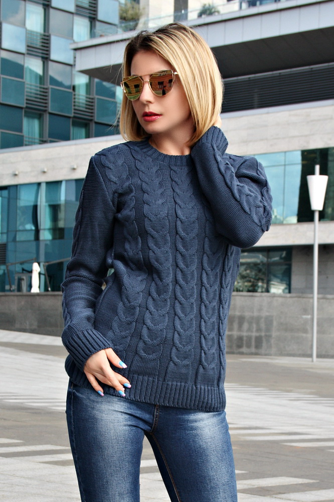 

Fashions • Свитер женскии с косами Жанна Fashions 42-46 джинс (303-нс)