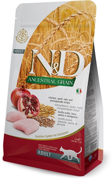 

Низкозерновой сухой корм Farmina LOW GRAIN для взрослых кошек (курица/гранат), 5 кг