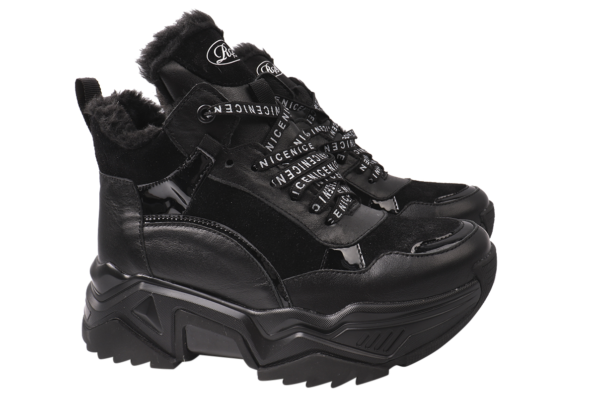 

Черевики жіночі з натуральної шкіри, на низькому ходу, на шнурівку, чорні, Road Style 51-21ZHK 36