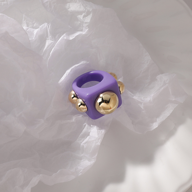 

Кольцо Женское City-A Акриловое Фиолетовое Размер 17.5 Массивное Перстень из Пластика Акрила №3278