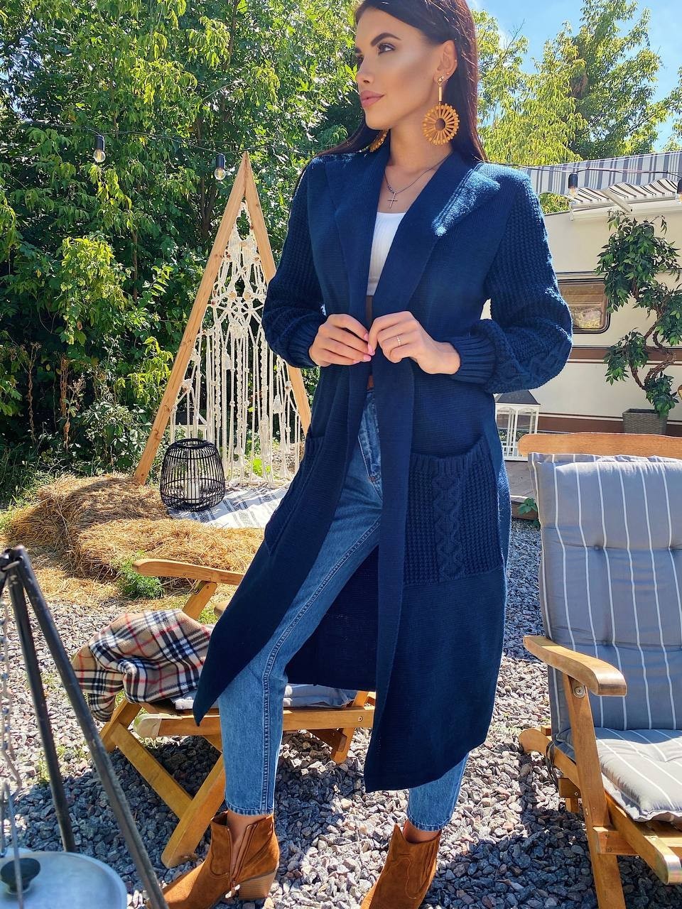 

Кардиган вязаный Rebecca - темно-синий, Кардиган вязаный Rebecca 42-46 темно-синий