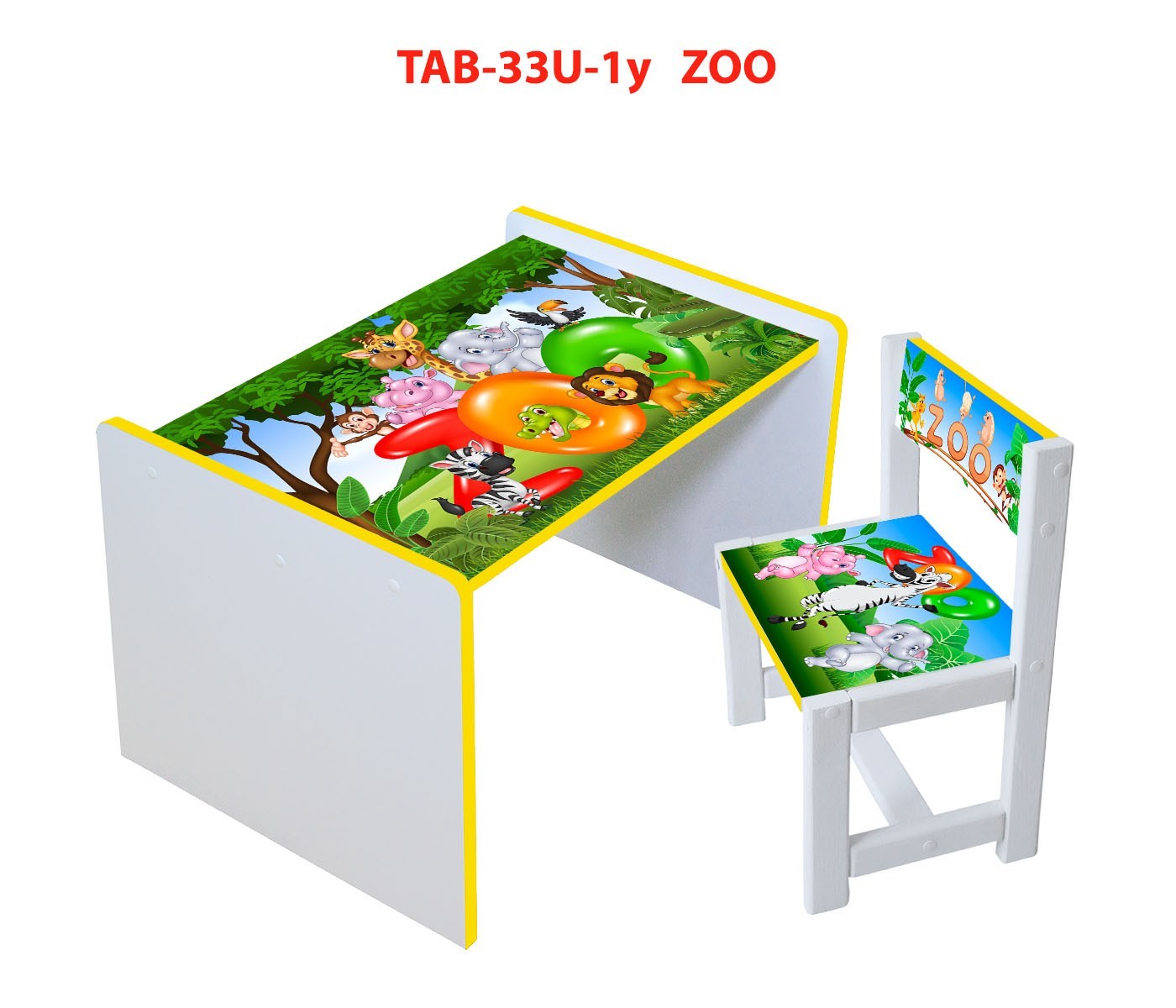 

Детский столик и стул hmUkraine, комплект TAB-33U-1y ZOO, желтая кромка