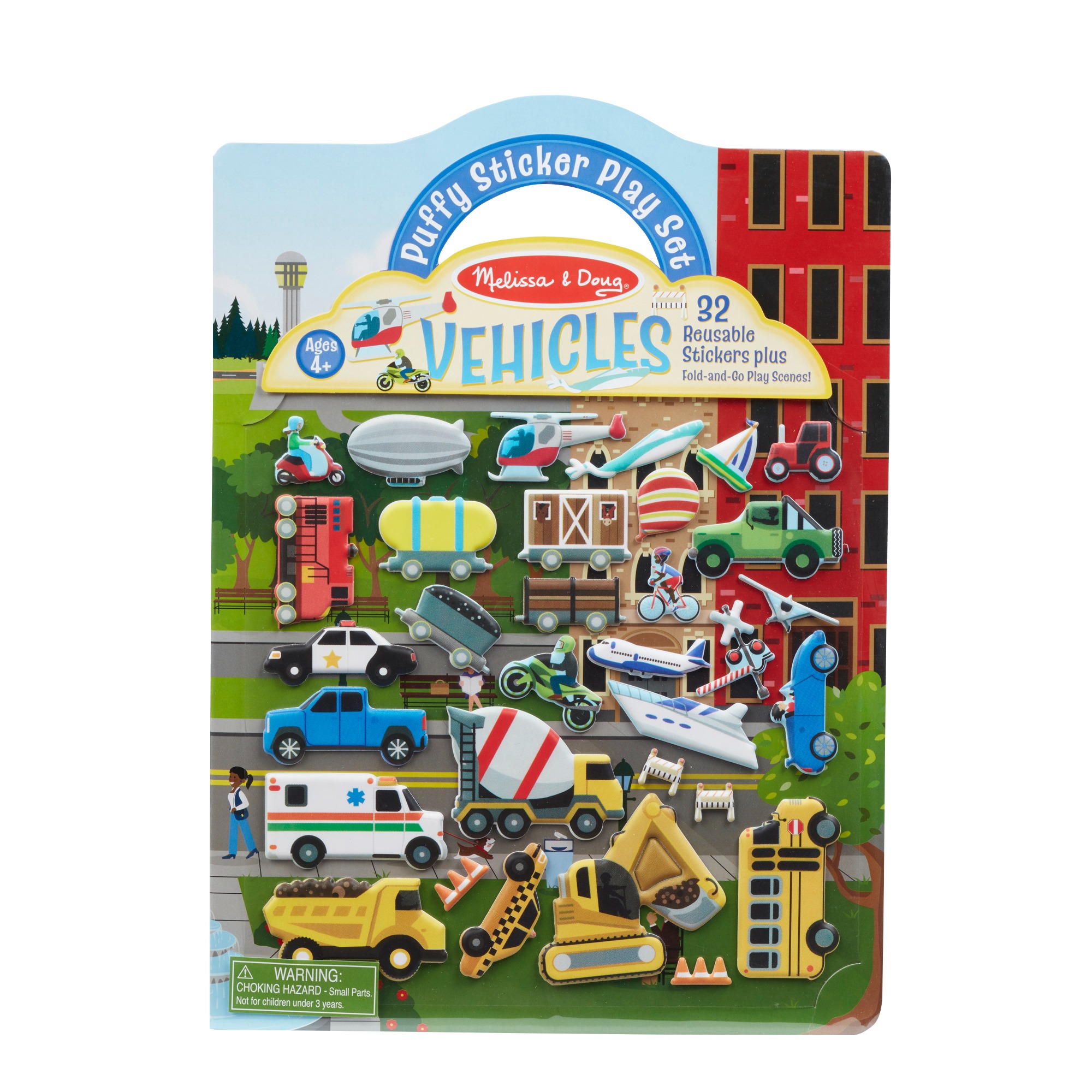 

Объемные многоразовые наклейки Puffy Sticker Play Set - Vehicles с тематическим альбомом Транспорт Melissa & Doug MD30522