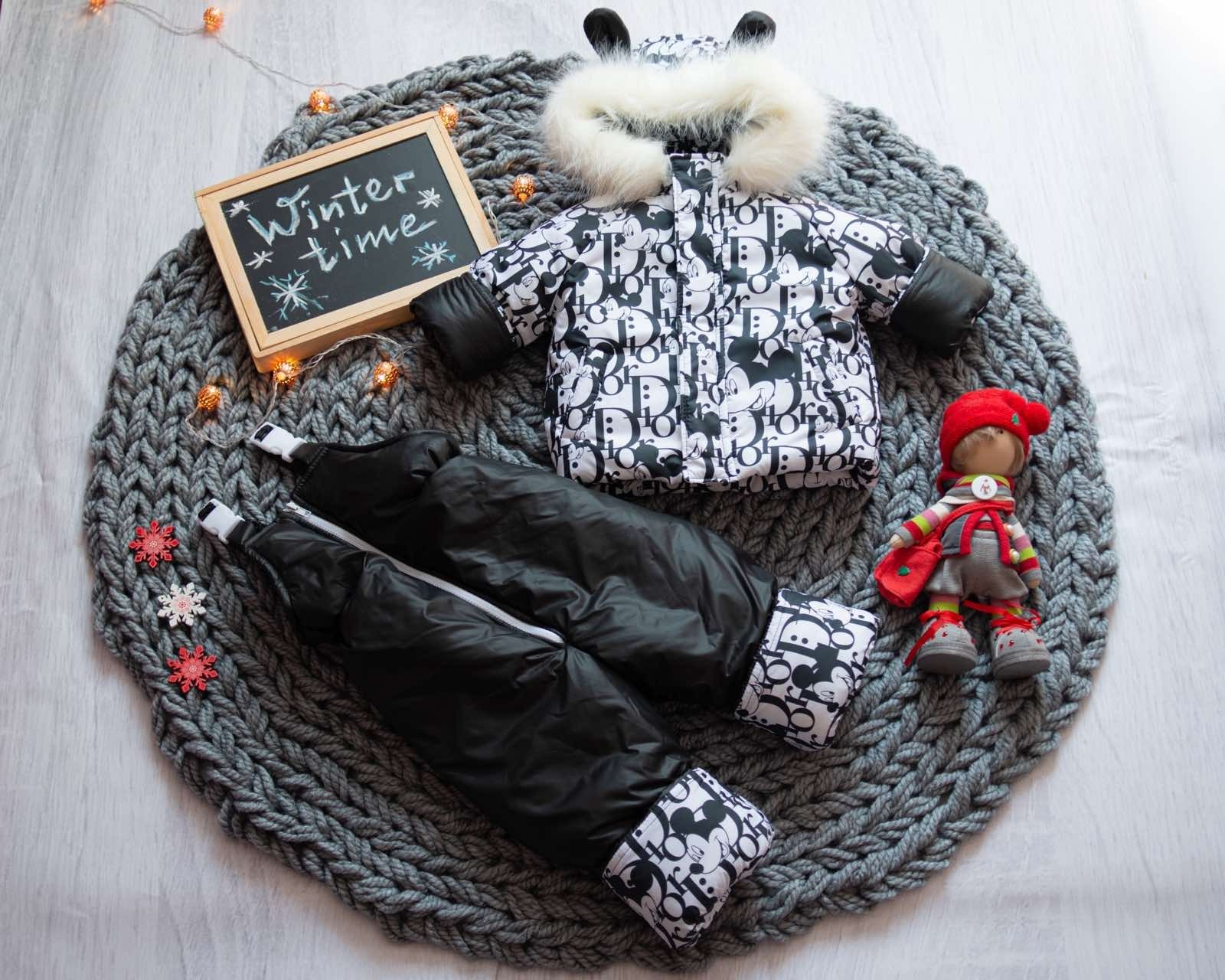 

Зимний комбинезон с курткой для мальчика Natalie Look Мики 86-92 см черный с белым