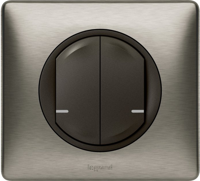 

2-клавишный умный беспроводной выключатель Legrand Celiane with Netatmo Графит