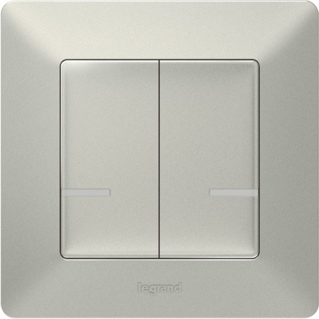 

2-клавишный умный беспроводной выключатель Legrand Valena Life with Netatmo Алюминий