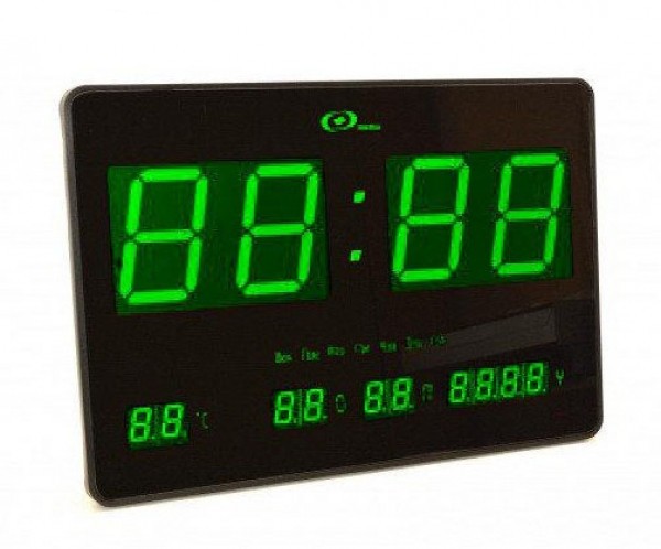 

Настенные электронные часы Elite EL-4632 Green LED с календарем и термометром