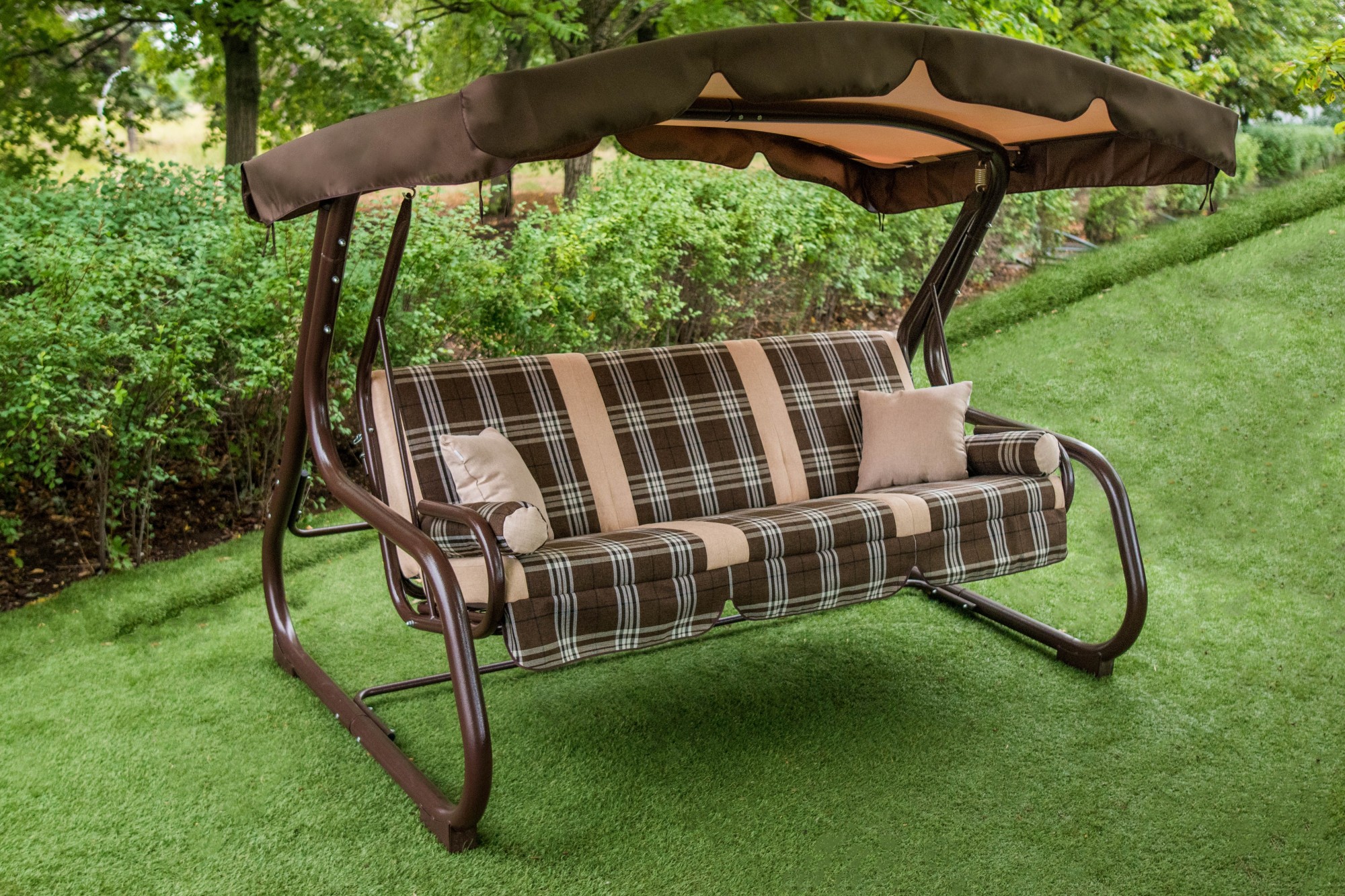 

Садовая качель Украинские конструкции "Аллегро 2450" Коричневый с бежевым -COPY-