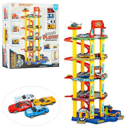 

Детский игровой Гараж P8788A-2 45,5-34-77см, 5 этажей, машинка 4 шт, 7 см, дорожные знаки