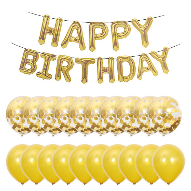

Набор шаров на день рождения "HAPPY BIRTHDAY" золото