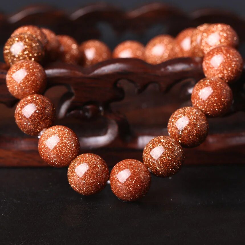 

Браслет з натурального каменю Авантюрин Золотий