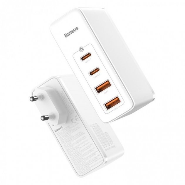 

Зарядное устройство Baseus GaN2 Pro 100W |2xUSB/2xType-C, 5A| + кабель USB-C 100W white