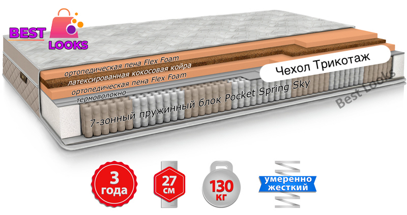

Матрас односторонний ортопедический 160х190 Come-for Dynasty LANCASTER ROYAL