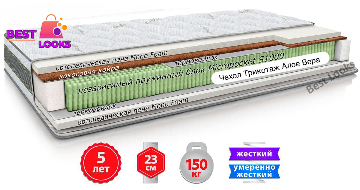 

Матрас ортопедический 140х190 Come-for Aloe Vera ФЛОРА