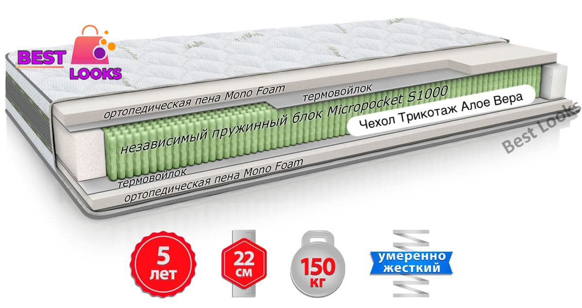 

Матрас ортопедический 90х200 Come-for Aloe Vera ВЕРДА