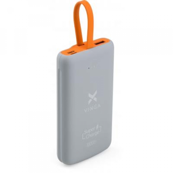 

Батарея универсальная Vinga 10000 mAh SuperQC soft touch w/cable 22.5W dark grey